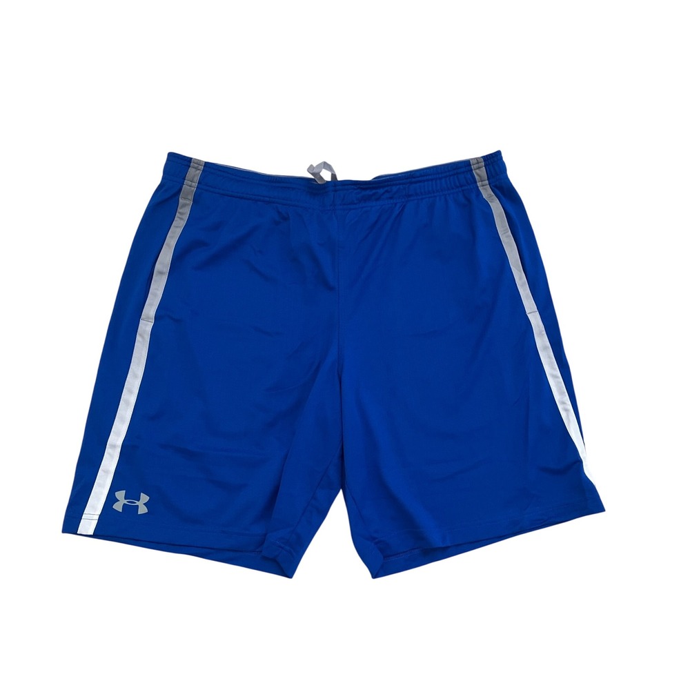 Under Armour Mens 2XL Royal Blue Mesh Athletic Shorts Side Stripe Loose Fit Gym